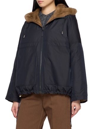 细节 - 点击放大 - YVES SALOMON - Reversible Hooded Fur Jacket