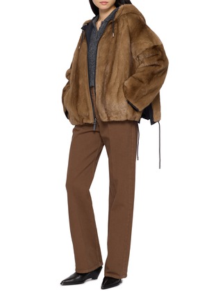 模特儿示范图 - 点击放大 - YVES SALOMON - Reversible Hooded Fur Jacket
