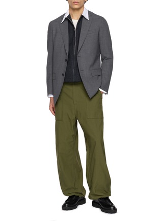 模特儿示范图 - 点击放大 - COMME DES GARÇONS HOMME - Serge Panel Zip Up Cotton Broadcloth Shirt