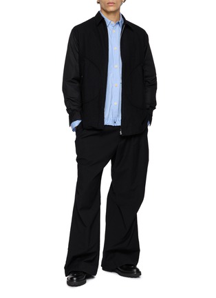 模特儿示范图 - 点击放大 - COMME DES GARÇONS HOMME - Serge Panel Zip Up Cotton Broadcloth Shirt