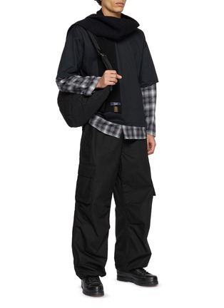 模特儿示范图 - 点击放大 - COMME DES GARÇONS HOMME - Layered Ombré Check Cotton T-Shirt