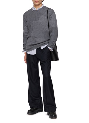 模特儿示范图 - 点击放大 - COMME DES GARÇONS HOMME DEUX - Patchwork Knit Wool Sweater