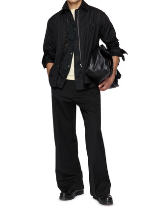 模特儿示范图 - 点击放大 - COMME DES GARÇONS HOMME DEUX - Long Sleeve Asymmetric Zip Cotton Poplin Shirt