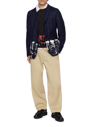 模特儿示范图 - 点击放大 - COMME DES GARÇONS SHIRT - Paint Drip Hem Single Breasted Blazer