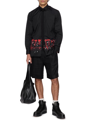 模特儿示范图 - 点击放大 - COMME DES GARÇONS SHIRT - Paint Drip Hem Cotton Poplin Shirt