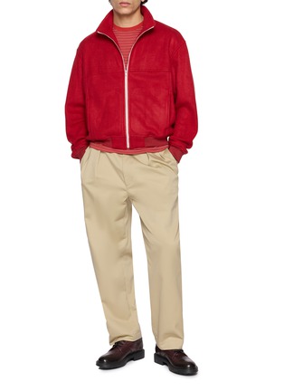 模特儿示范图 - 点击放大 - AURALEE - Stand Collar Silk Fleece Zip Blouson