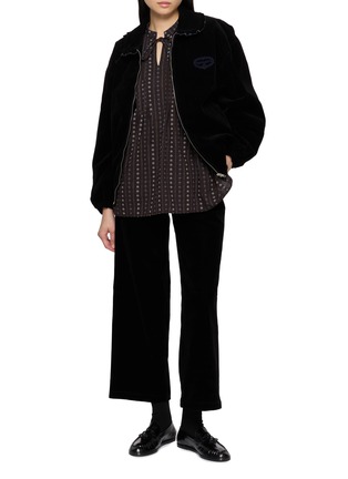 模特儿示范图 - 点击放大 - EPINGLER - Ruffled Collar Bomber Jacket