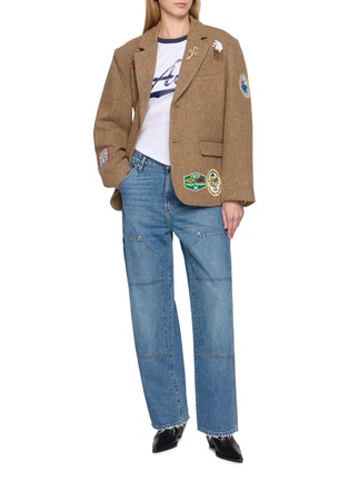 模特儿示范图 - 点击放大 - FOUND - Single Breasted Tweed Patch Wool Blazer