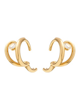 细节 - 点击放大 - CHARLOTTE CHESNAIS - Serti Sculpté 18K Gold Diamond Single Hoop Earring — Left