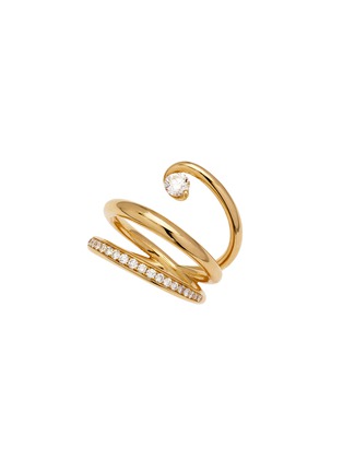 细节 - 点击放大 - CHARLOTTE CHESNAIS - Double Serti Sculpté 18K Gold Diamond Ring — EU 53