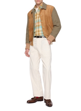 模特儿示范图 - 点击放大 - FORTELA - Straight Leg Herringbone Cotton Fatigue Pants