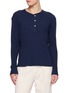 首图 - 点击放大 - FORTELA - Long Sleeve Textured Waffle Cotton Henley Top