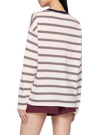 背面 - 点击放大 - CLOVE - Long Sleeve Multi Striped Contrast Crewneck Cotton T-Shirt