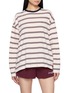 首图 - 点击放大 - CLOVE - Long Sleeve Multi Striped Contrast Crewneck Cotton T-Shirt