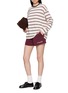 模特儿示范图 - 点击放大 - CLOVE - Long Sleeve Multi Striped Contrast Crewneck Cotton T-Shirt