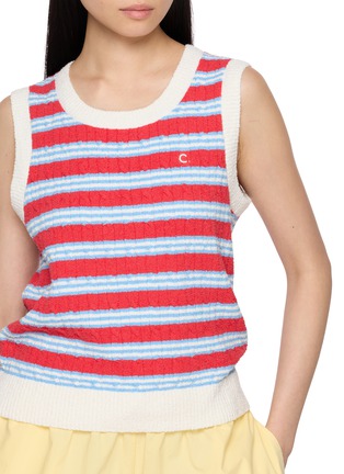  - CLOVE - Bouclé Striped Contrast Trim Vest