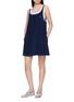 模特儿示范图 - 点击放大 - CLOVE - Scoop Neck Contrast Trim Cotton Terry Mini Dress