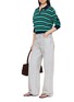 模特儿示范图 - 点击放大 - CLOVE - Striped Button Placket Polo Collar Sweater