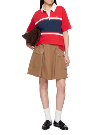 模特儿示范图 - 点击放大 - CLOVE - Logo Colourblock Cotton Polo Shirt