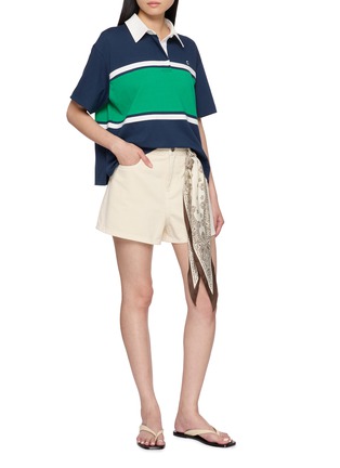 模特儿示范图 - 点击放大 - CLOVE - Logo Colourblock Cotton Polo Shirt