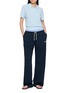模特儿示范图 - 点击放大 - CLOVE - Short Sleeve Bouclé Cotton Knit Polo Sweater