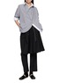 模特儿示范图 - 点击放大 - ANREALAGE - Striped Asymmetrical Curved Hem Shirt