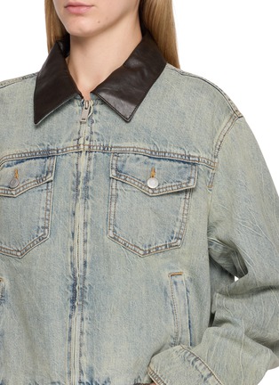  - MO&CO. - Contrast Collar Cotton Denim Jacket