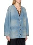 细节 - 点击放大 - MO&CO. - V-Neck Cotton Denim Jacket