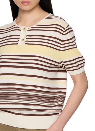 - EDITION - Striped Henley Knit Top