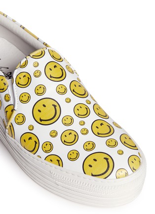 细节 - 点击放大 - JOSHUA SANDERS - 'Happy Smile' print leather skate slip-ons