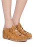 模特儿示范图 - 点击放大 - EL VAQUERO - Bella Suede Wedge Slip-ons