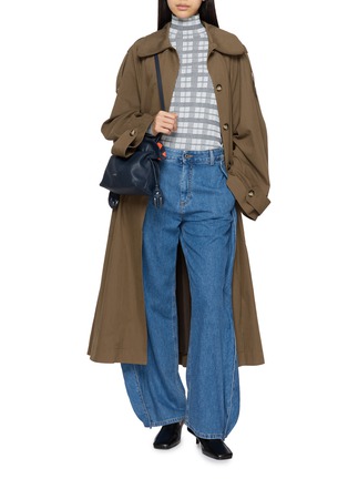 模特儿示范图 - 点击放大 - LOEWE - Long Sleeve Chequered Ribbed Turtleneck Top