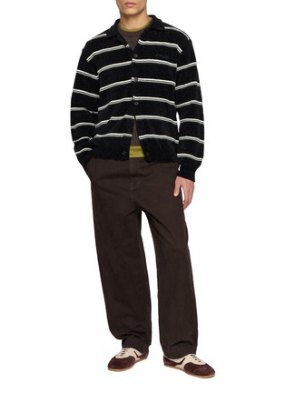 模特儿示范图 - 点击放大 - SOLID HOMME - Striped Collared Cardigan