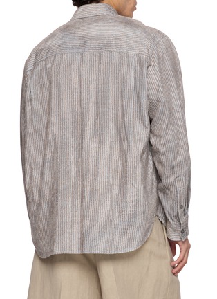 背面 - 点击放大 - SOLID HOMME - Long Sleeve Textured Striped Shirt