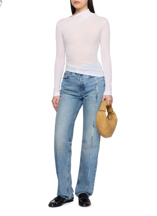 模特儿示范图 - 点击放大 - DALA - Alley Linear Repair Cotton Denim Jeans