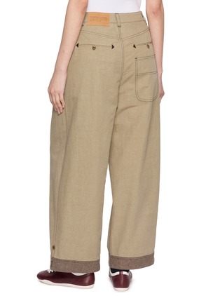 背面 - 点击放大 - FAFAMOON - Contrast Stitch Pleated Wide Leg Pants