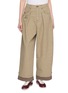 首图 - 点击放大 - FAFAMOON - Contrast Stitch Pleated Wide Leg Pants