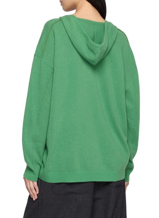 背面 - 点击放大 - FAFAMOON - Diamond Stitch V-Neck Hooded Knit Top