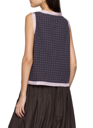 背面 - 点击放大 - FAFAMOON - Embroidered Neck Chequered Tank Top