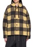 首图 - 点击放大 - FAFAMOON - Chequered Hooded Button Front Jacket