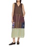 模特儿示范图 - 点击放大 - FAFAMOON - Patchwork Tie Waist Tank Dress