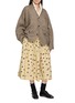 模特儿示范图 - 点击放大 - FAFAMOON - Floral Contrast Collar Wool Jacket