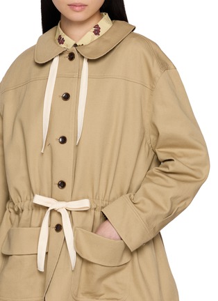  - FAFAMOON - Drawstring Waist Button Front Coat