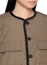 细节 - 点击放大 - FAFAMOON - Chequered Hem Contrast Trim Jacket