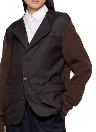  - SONIA CARRASCO - Knit Sleeve Deconstructed Single Breasted Blazer