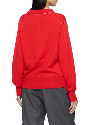 背面 - 点击放大 - SONIA CARRASCO - Exposed Stitch Knit Polo Shirt