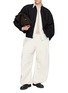 模特儿示范图 - 点击放大 - AMOMENTO - Curved Sleeve Cotton Zip Jacket