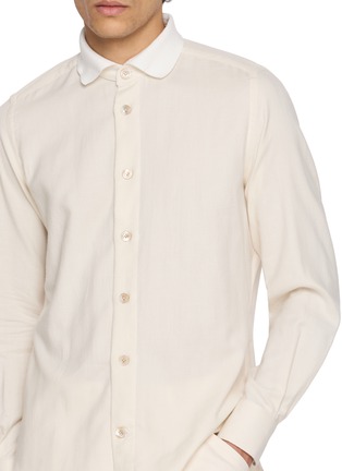  - ELEVENTY - Sea Island Cotton Contrast Collar Shirt