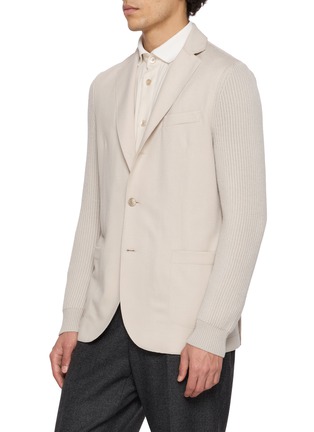 细节 - 点击放大 - ELEVENTY - Knit Sleeve Wool Blazer with Detachable Bib