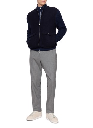 模特儿示范图 - 点击放大 - ELEVENTY - Knit-Sleeve Wool Jacket